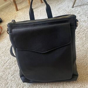 Black Leather Backpack or Crossbody Bag